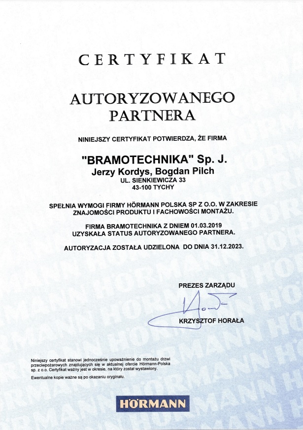 certyfikat autoryzowanego partnera